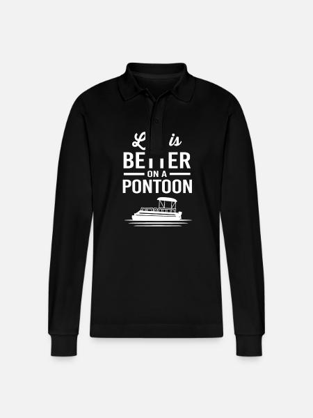 Pontonboot Boot Boote - Stanley/Stella Unisex Bio-Langarm-Poloshirt Prepster - Schwarz