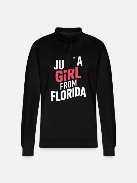 Florida USA America Seed - Stanley/Stella Organic Unisex Long-Sleeved Polo Shirt Prepster - black