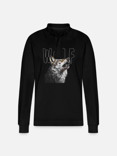 WOLF - Stanley/Stella Organic Unisex Long-Sleeved Polo Shirt Prepster - black