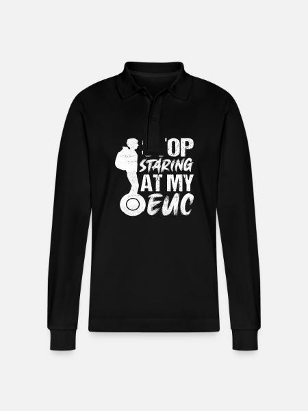 EUC Monowheel - Stanley/Stella Organic Unisex Long-Sleeved Polo Shirt Prepster - black