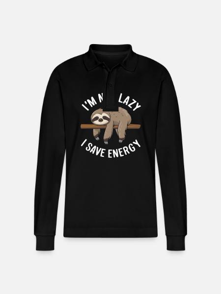 Sloth Sloths Sleeping Lazy - Stanley/Stella Organic Unisex Long-Sleeved Polo Shirt Prepster - black