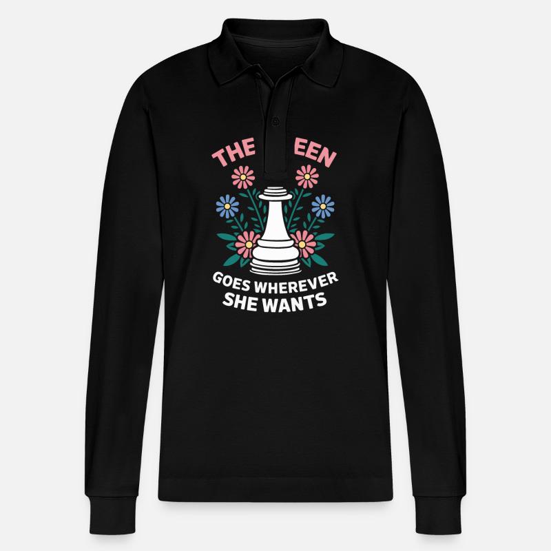 Schach Schachspieler - Stanley/Stella Unisex Bio-Langarm-Poloshirt Prepster - Schwarz
