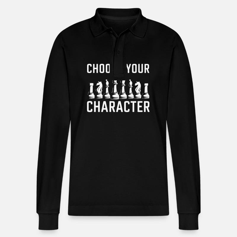 Schach Schachspieler - Stanley/Stella Unisex Bio-Langarm-Poloshirt Prepster - Schwarz