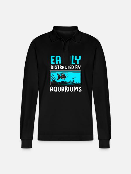 Aquarium Aquarist - Stanley/Stella Organic Unisex Long-Sleeved Polo Shirt Prepster - black