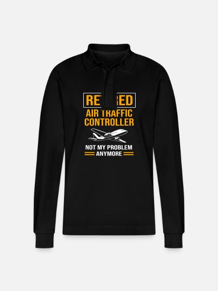 Air traffic controller - Stanley/Stella Organic Unisex Long-Sleeved Polo Shirt Prepster - black