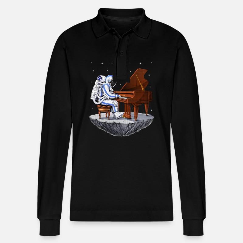Astronaute de l’espace Pianiste - Polo à manches longues bio PREPSTER Stanley/Stella Unisexe - noir