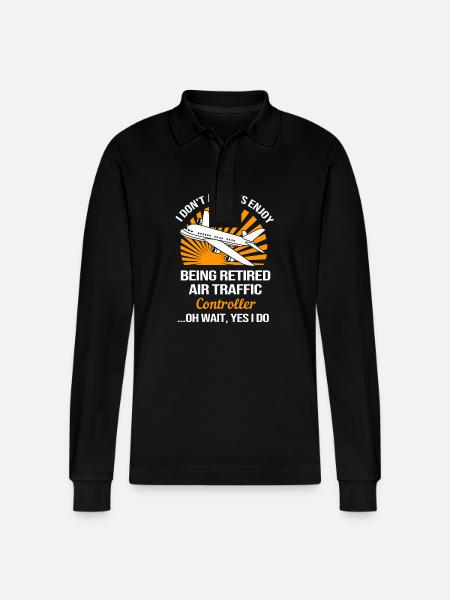 Air traffic controller - Stanley/Stella Organic Unisex Long-Sleeved Polo Shirt Prepster - black