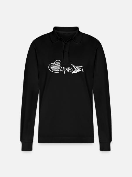 Chief Engineer Chief Engineer Heartbeat - Stanley/Stella Organic Unisex Long-Sleeved Polo Shirt Prepster - black