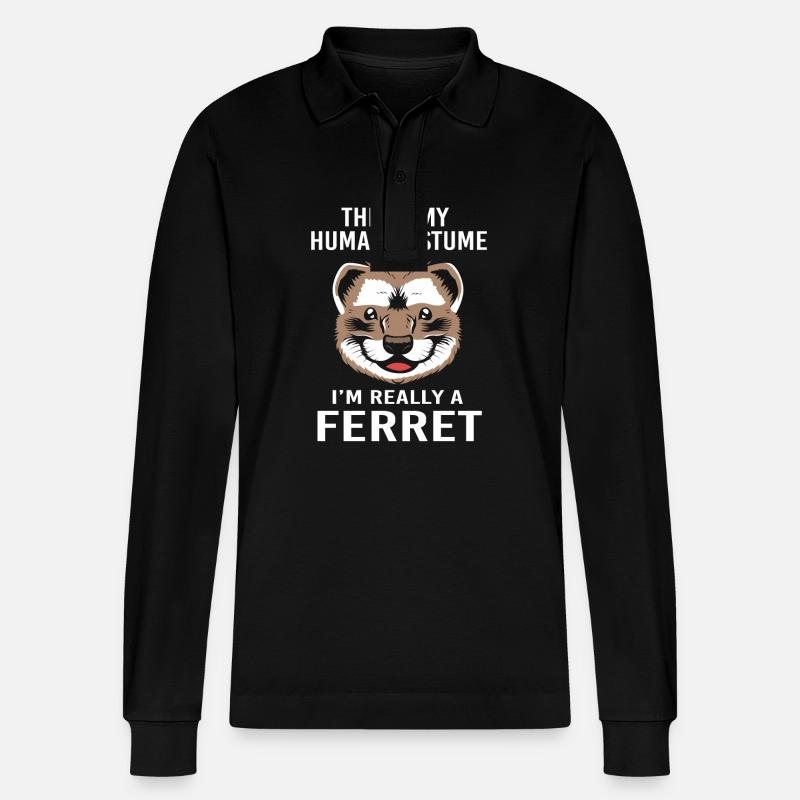 Frettchen - Stanley/Stella Unisex Bio-Langarm-Poloshirt Prepster - Schwarz
