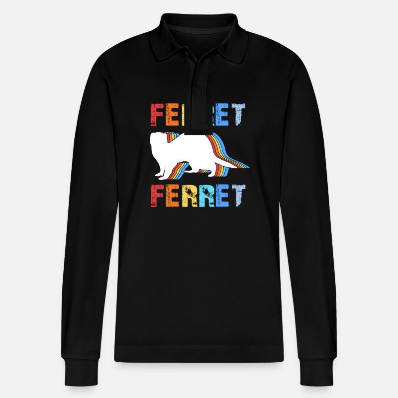Frettchen - Stanley/Stella Unisex Bio-Langarm-Poloshirt Prepster - Schwarz