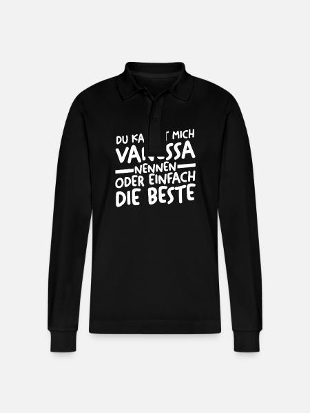 First name Vanessa - Stanley/Stella Organic Unisex Long-Sleeved Polo Shirt Prepster - black