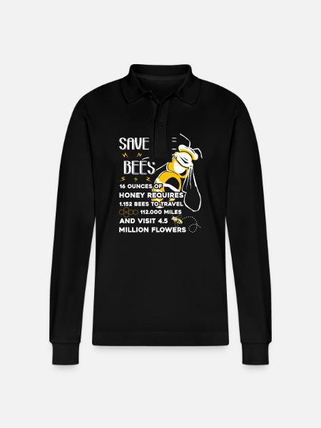 Bee Save The Honey Bees - Stanley/Stella Organic Unisex Long-Sleeved Polo Shirt Prepster - black