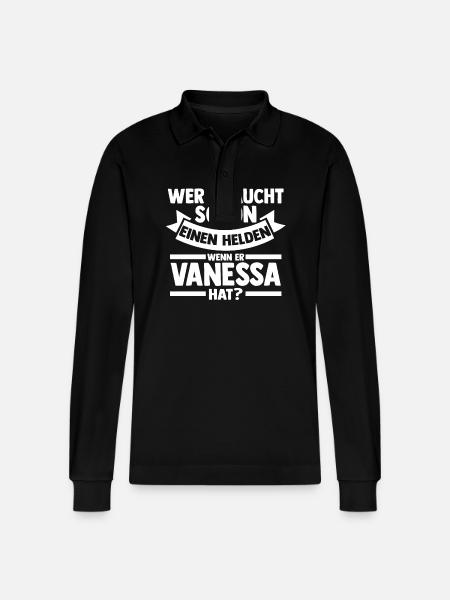 First name Heroine Vanessa - Stanley/Stella Organic Unisex Long-Sleeved Polo Shirt Prepster - black