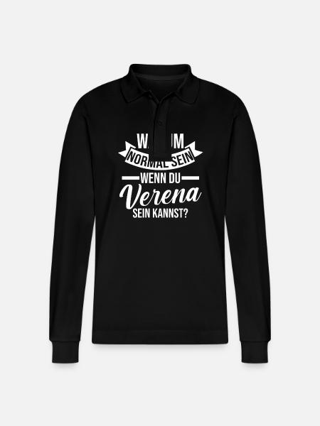 First name Verena - Stanley/Stella Organic Unisex Long-Sleeved Polo Shirt Prepster - black