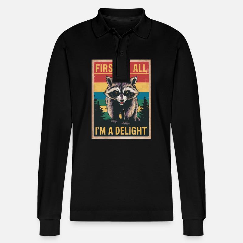 Waschbär - Stanley/Stella Unisex Bio-Langarm-Poloshirt Prepster - Schwarz