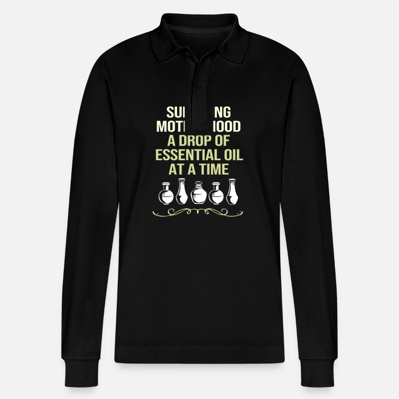 Ätherisches Öl - Stanley/Stella Unisex Bio-Langarm-Poloshirt Prepster - Schwarz