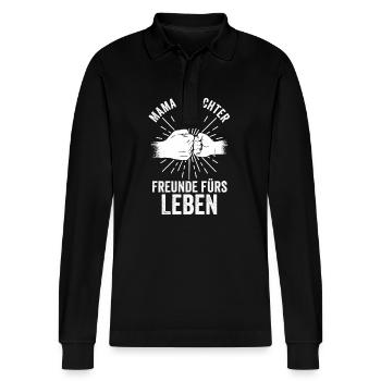 Mother Mom And Daughter - Stanley/Stella Organic Unisex Long-Sleeved Polo Shirt Prepster - black - Front - Anna (173cm) & Nico (186cm)