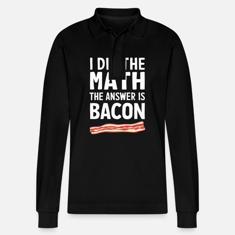 Bacon Frühstück Speck - Stanley/Stella Unisex Bio-Langarm-Poloshirt Prepster - Schwarz