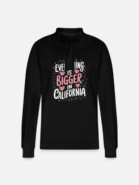 California USA America - Stanley/Stella Organic Unisex Long-Sleeved Polo Shirt Prepster - black