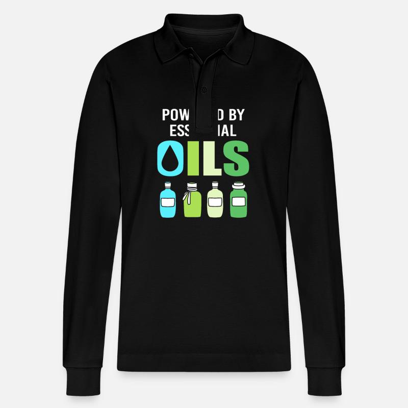 Ätherisches Öl - Stanley/Stella Unisex Bio-Langarm-Poloshirt Prepster - Schwarz