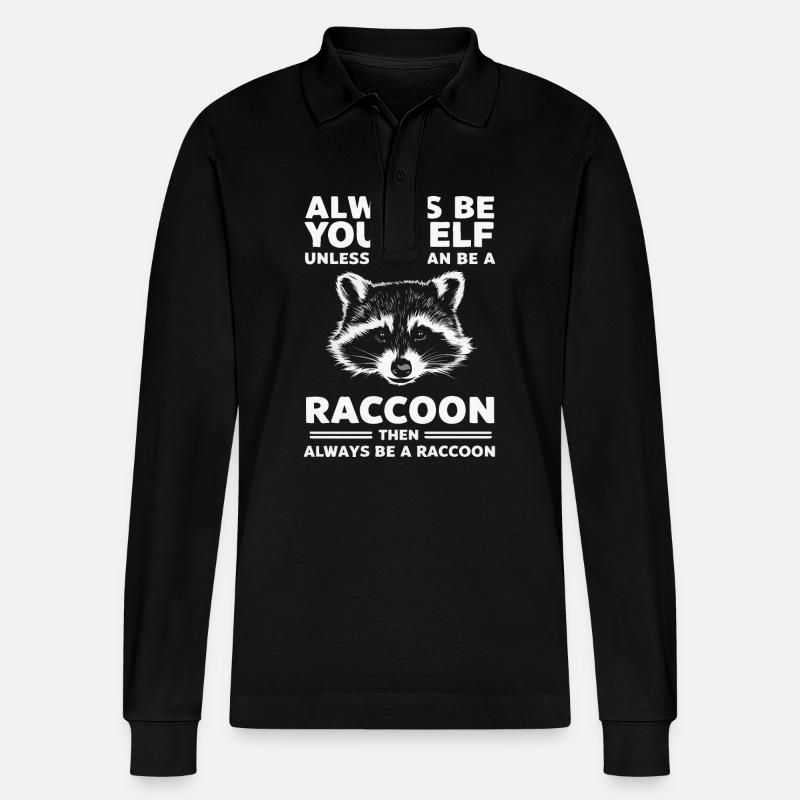 Waschbär - Stanley/Stella Unisex Bio-Langarm-Poloshirt Prepster - Schwarz