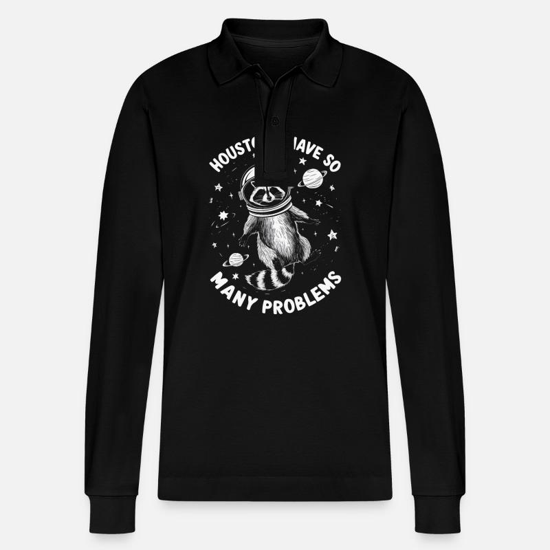Waschbär - Stanley/Stella Unisex Bio-Langarm-Poloshirt Prepster - Schwarz