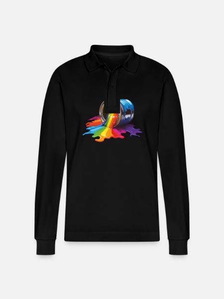PAINT CAN PAINT - Stanley/Stella Organic Unisex Long-Sleeved Polo Shirt Prepster - black