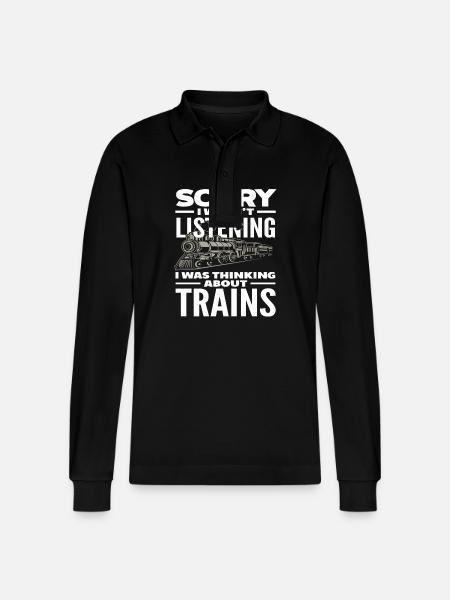 Désolé, j’ai pensé aux trains - Polo à manches longues bio PREPSTER Stanley/Stella Unisexe - noir