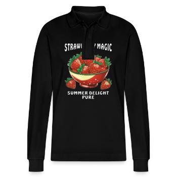 STRAWBERRY MAGIC SUMMER DELIGHT PURE - Stanley/Stella Unisex Bio-Langarm-Poloshirt Prepster - Schwarz - Vorne - Anna (173cm) & Nico (186cm)