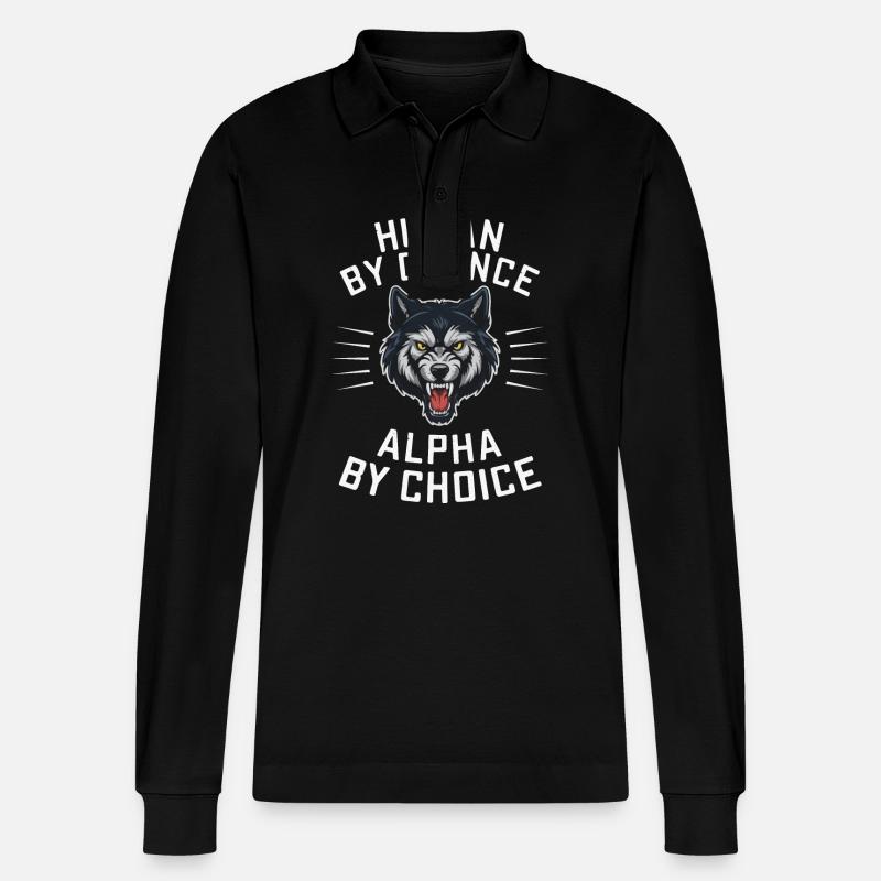 Wolf Wölfe Tier Jaulen - Stanley/Stella Unisex Bio-Langarm-Poloshirt Prepster - Schwarz