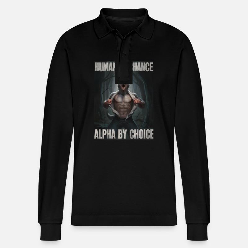 Wolf Wölfe Tier Jaulen - Stanley/Stella Unisex Bio-Langarm-Poloshirt Prepster - Schwarz
