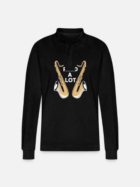 Saxophone Saxophonist - Stanley/Stella Organic Unisex Long-Sleeved Polo Shirt Prepster - black