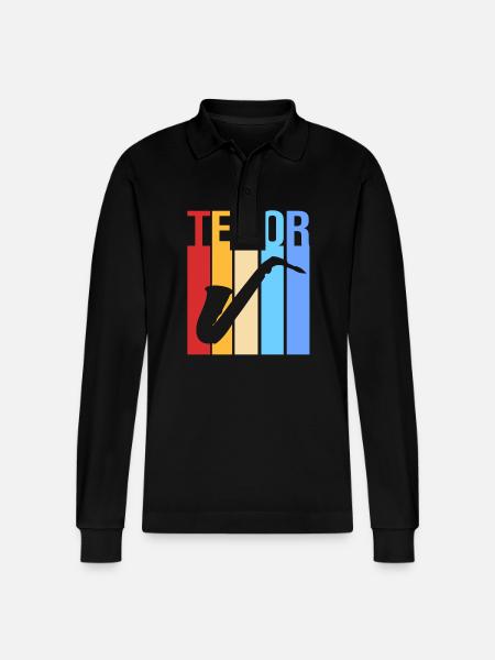 Saxophone Saxophonist - Stanley/Stella Organic Unisex Long-Sleeved Polo Shirt Prepster - black