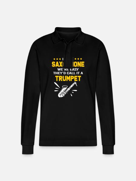 Saxophone Saxophonist - Stanley/Stella Organic Unisex Long-Sleeved Polo Shirt Prepster - black