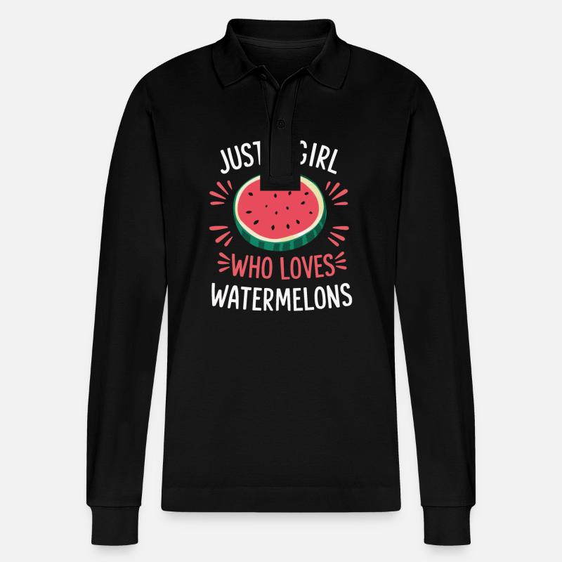 Pastèque, melon, fruit - Polo à manches longues bio PREPSTER Stanley/Stella Unisexe - noir