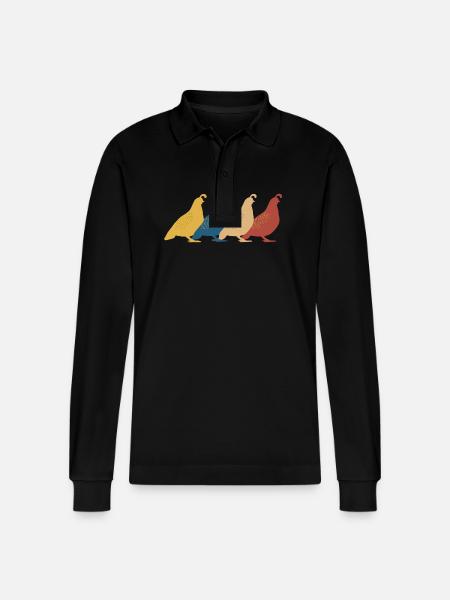 Quail Bird Quails - Stanley/Stella Organic Unisex Long-Sleeved Polo Shirt Prepster - black
