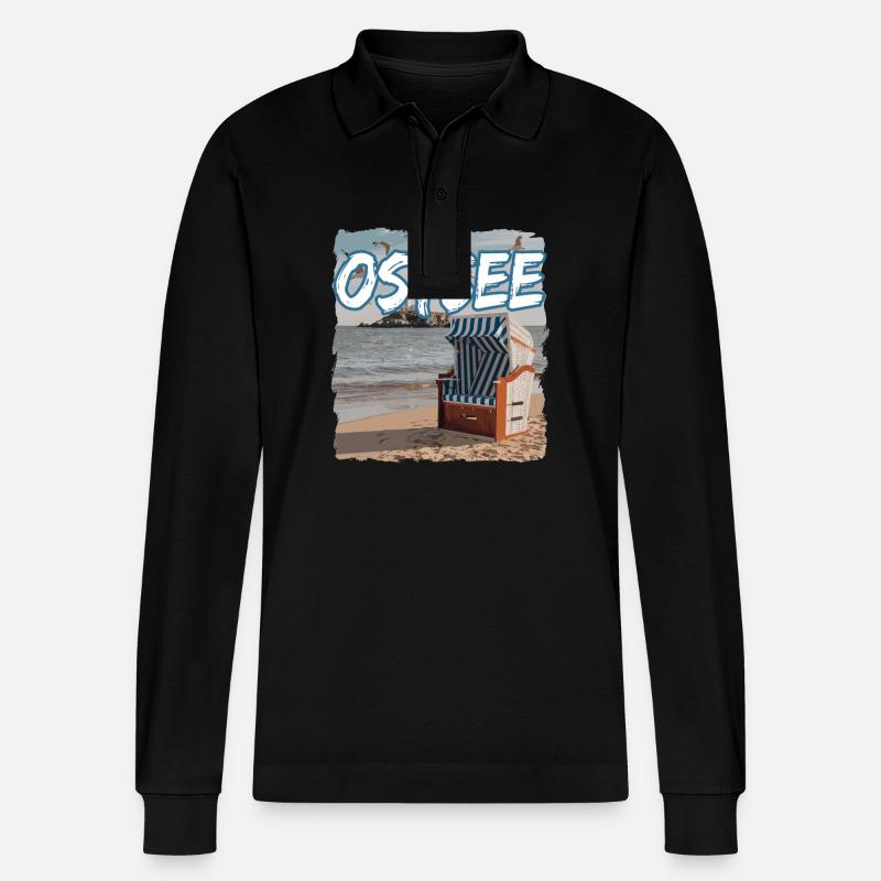 Ostsee Strandkorb - Stanley/Stella Unisex Bio-Langarm-Poloshirt Prepster - Schwarz
