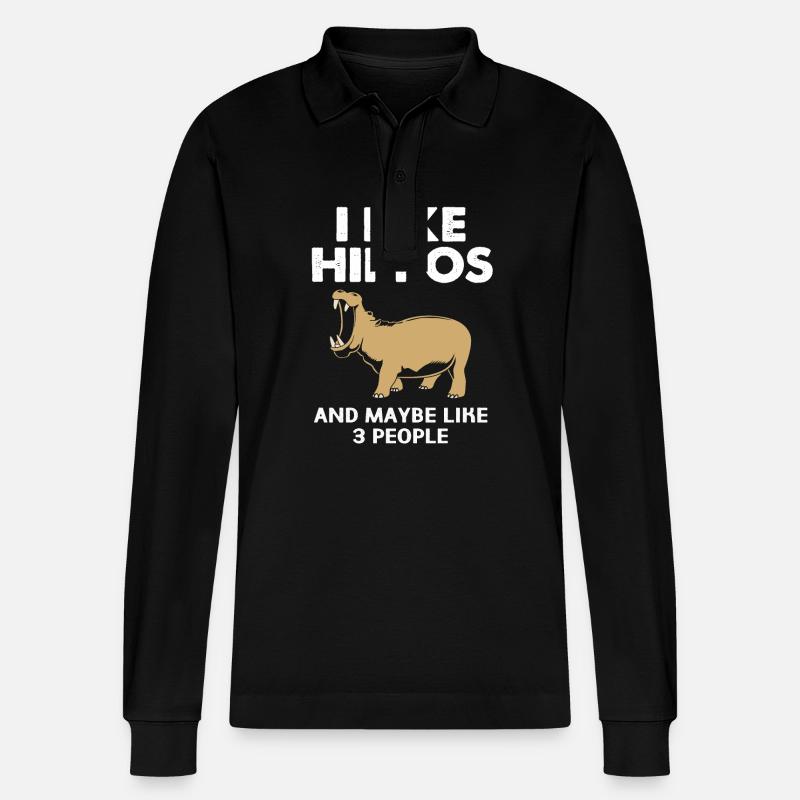 Nilpferd - Stanley/Stella Unisex Bio-Langarm-Poloshirt Prepster - Schwarz