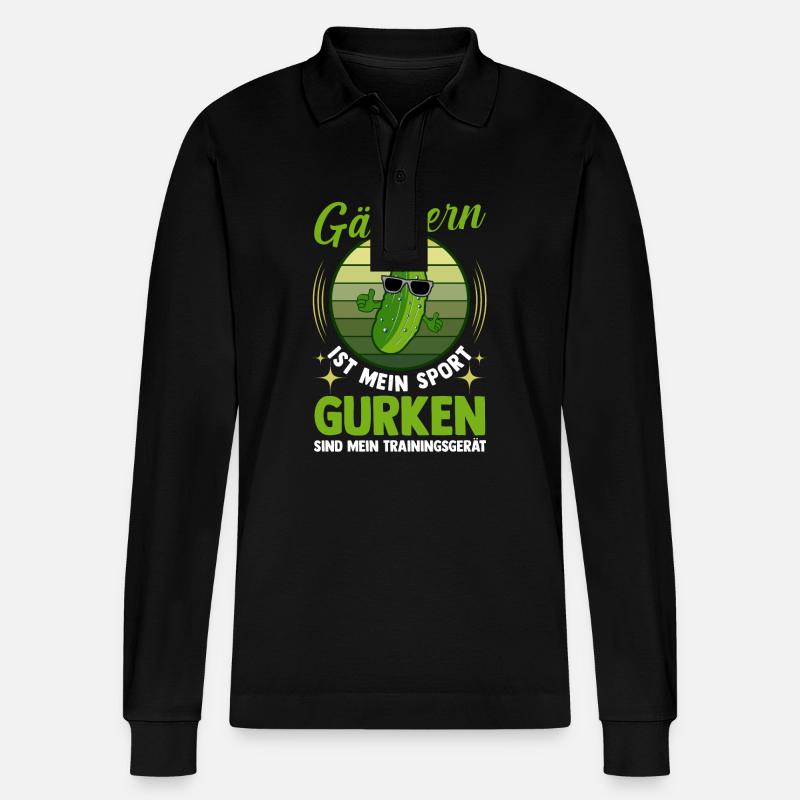 Gärtner Gurke Bauer Garten - Stanley/Stella Unisex Bio-Langarm-Poloshirt Prepster - Schwarz