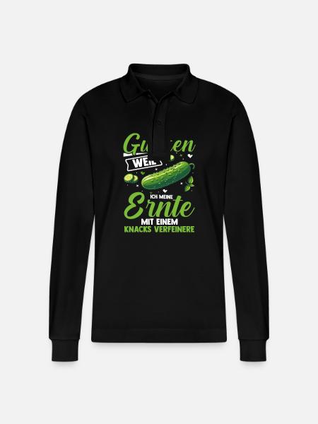 Gärtner Gurke Bauer Garten - Stanley/Stella Unisex Bio-Langarm-Poloshirt Prepster - Schwarz