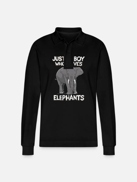 Elephant Animal Elephants Zoo - Stanley/Stella Organic Unisex Long-Sleeved Polo Shirt Prepster - black