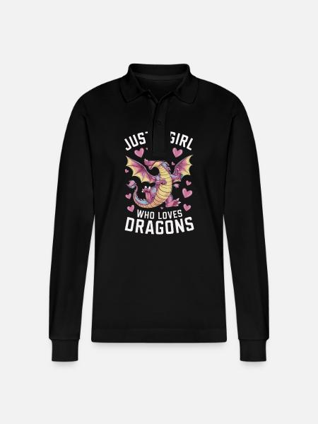 Dragon Mystic Dragon Fantasy - Stanley/Stella Organic Unisex Long-Sleeved Polo Shirt Prepster - black