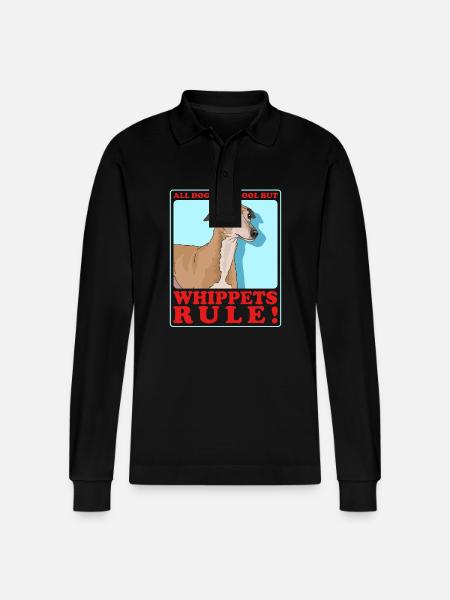 Whippet Small English Greyhound Gift - Stanley/Stella Organic Unisex Long-Sleeved Polo Shirt Prepster - black