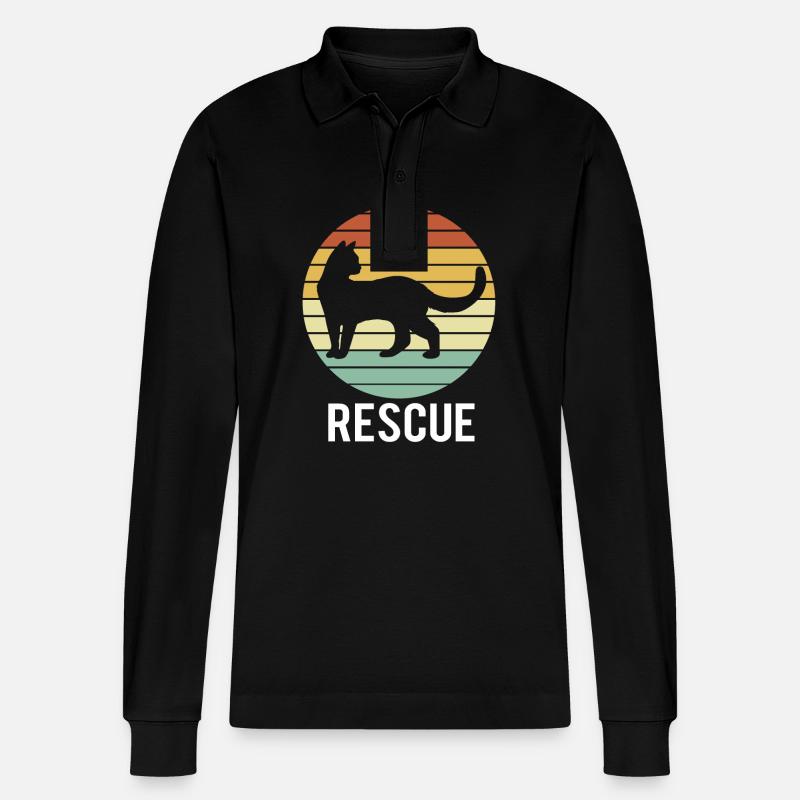 Katzenrettung Tierrechte Tierrettung Tierheim - Stanley/Stella Unisex Bio-Langarm-Poloshirt Prepster - Schwarz