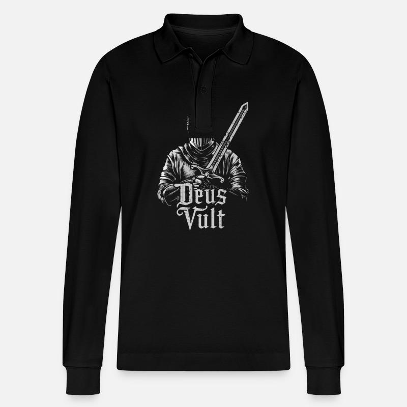 Crusader Knights Templar Middle Ages - Stanley/Stella Organic Unisex Long-Sleeved Polo Shirt Prepster - black