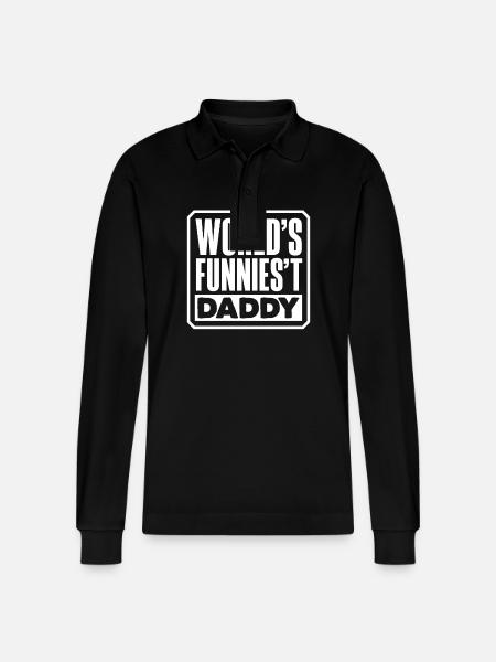 World's Funniest Daddy - Stanley/Stella Organic Unisex Long-Sleeved Polo Shirt Prepster - black