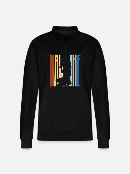 Karaoke Singer Silhouette Retro - Stanley/Stella Organic Unisex Long-Sleeved Polo Shirt Prepster - black