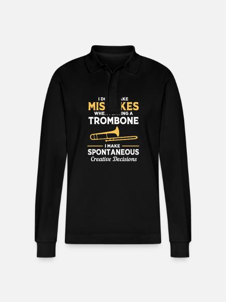 Trombone - Stanley/Stella Organic Unisex Long-Sleeved Polo Shirt Prepster - black