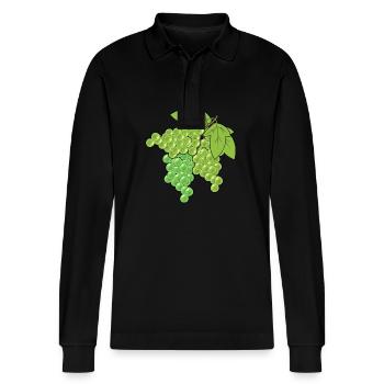 Weintraube Weintrauben Trauben Rebe Wein Garten - Stanley/Stella Unisex Bio-Langarm-Poloshirt Prepster - Schwarz - Vorne - Anna (173cm) & Nico (186cm)