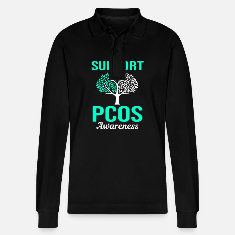 Pcos-Bewusstsein - Stanley/Stella Unisex Bio-Langarm-Poloshirt Prepster - Schwarz